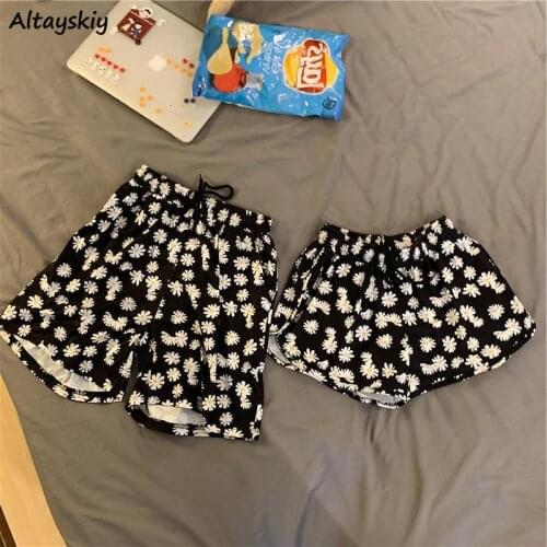 Summer Shorts Women Vintage Floral Sexy Harajuku Loose Kawaii Korean Streetwear Soft Casual Pockets Preppy Clothing Couple New