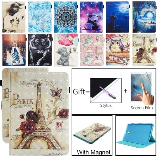 SM-T585 Tablet Case For Samsung Galaxy Tab A A6 10.1" 2016 SM-T580 T580 T585 T585N Smart Cover Funda Cartoon Tower Cat Shell