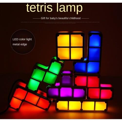 DIY Tetris Puzzle Light Stackable LED Night Light Constructible Block Desk Lamp 7 Colors Novelty Toy Children' s Gift
