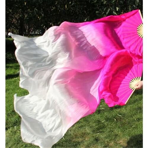 On Sale 1Pair Light Belly Dance Silk Fan Veil Pink Start Assorted Color M L XL 2XL Free Shipping