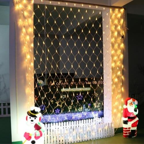 220V LED Net Mesh Fairy String Light Garland Window Curtain Christmas Fairy Light Wedding Party Holiday Light Night lights