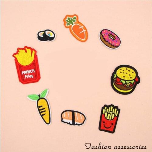 Fabric Embroidered French Fries Patch Clothes Sticker Bag Sew Iron On Applique DIY Apparel Sewing Clothing Accessories BU140