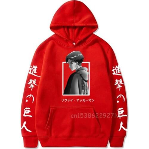 Attack On Titan Anime Hoodies Levi Print Pullovers Tops Long Sleeves Spring Autumn Christmas Streetwear Hoodies Cotton