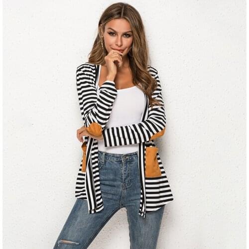 Oversize Spring Summer Thin Cardigan Poncho Long Cardigan Women Stripe Patch Cardigans Coat 2021 New Women Cardigan