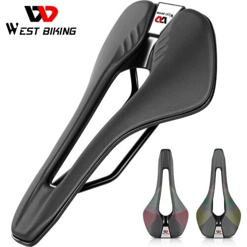 WEST BIKING Nylon Fiber Leather Bicycle Saddle High Performance Open Super Flow MTB Road Bike Saddle Triathlon Cycling Race Seat