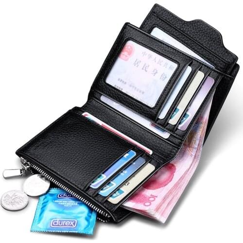 Luxury Brand WILLIAMPOLO Genuine Leather Purse Coin Wallet Coin Holder Casual Coin Pouch Card Holder Black PL156