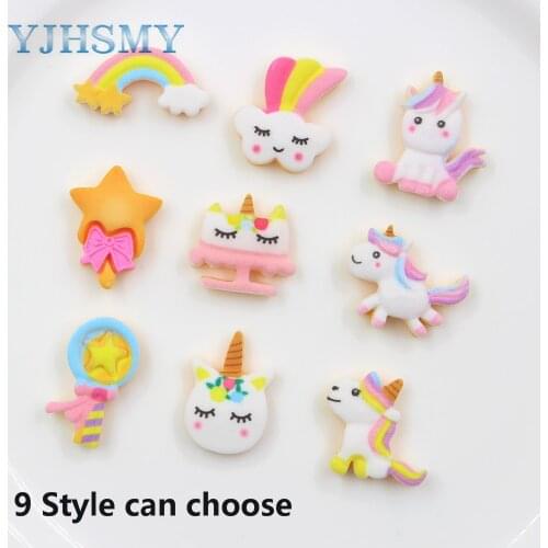 YJHSMY 20312-17,10pcs 22mm*18mm,Various style Cartoon unicorn ornaments,Trinkets ornaments Decorations,DIY handmade materials
