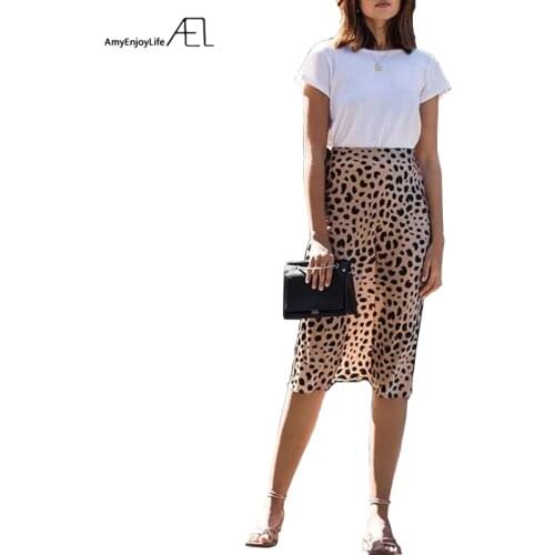 AEL Summer Vintage High Waist Skirt Leopard Print Skirts Womens Streetwear Femme Midi Skirt 2019 Women Clothing New