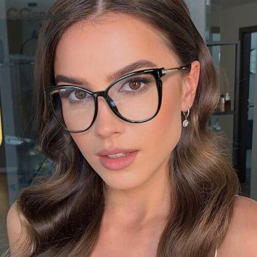 53201 Cat Eye Blue Light Blocking UV400 TR90 Womens Decorative Eyewear Both Use For Sunglasses & Computer Glasses