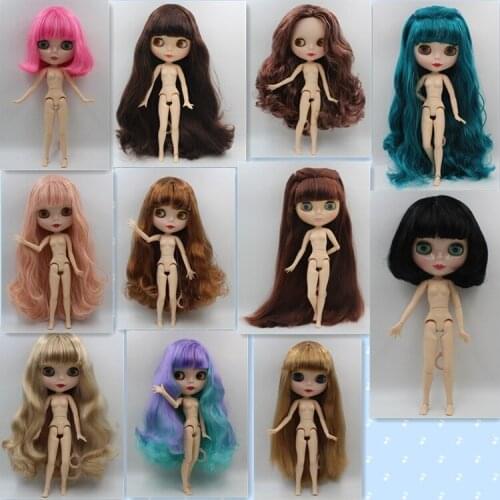 1/6 cute BJD nude blyth doll Big head and eyes Four color eyeballs Normal skin joints body with wig DIY model toy gift A0001-37