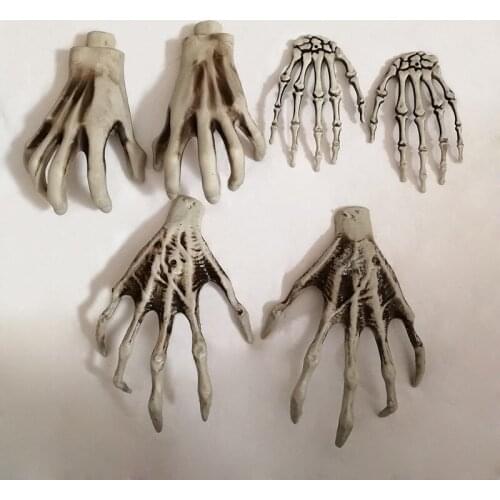 1 Pairs Halloween Skeleton Hands Plastic Hand Skeleton Model for Halloween Decoration Terror Scary Props