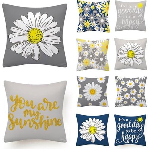 Daisy Letter Printed Pillow Cover 1PC Polyester Nordic Style Fashion Pillowcase Soft Waist Throw Cushion Cover Home Decor