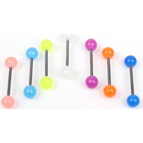 10pcs/lot Tongue Rings Glow In The Dark Nipple Barbell Rings Bars Body Jewelry Piercing Acrylic Piercing Earring Tongue Piercing
