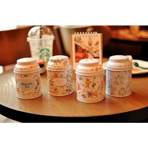 100 pcs Tin box Tea box Coffee Tin Storage box Iron case Storage container Vintage style flower series Tea box
