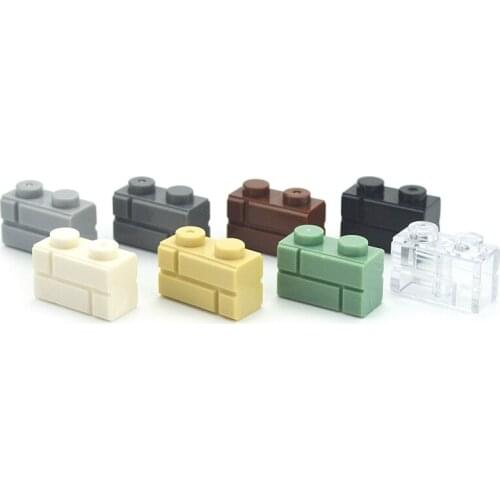 130pcs MOC House Accessories DIY Building Block Thick wall Bricks 1x2 Dots Educational Contruction Toys Compatible with Leduo