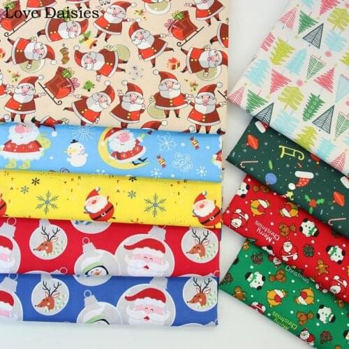 2020 New Red GREEN Yellow Blue Camel Chrismas Santa Claus Pine 100% Cotton Fabrics for DIY Handwork Tablecloth Quilt Craft Decor