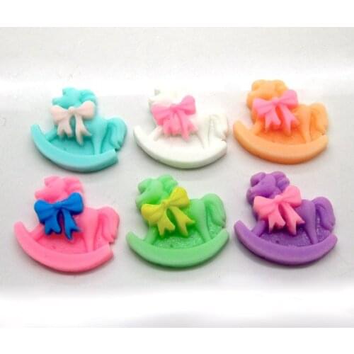 30Pcs Horse Resin Beads Decoration Crafts Flatback Cabochon Scrapbooking Fit Phone Embellishments Diy Accessories
