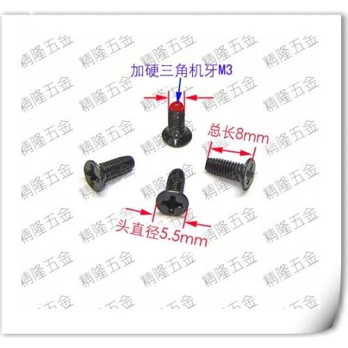 500pcs/lot M3*8 Countersunk head philips taptite screw self lock power screws black zinc KM3