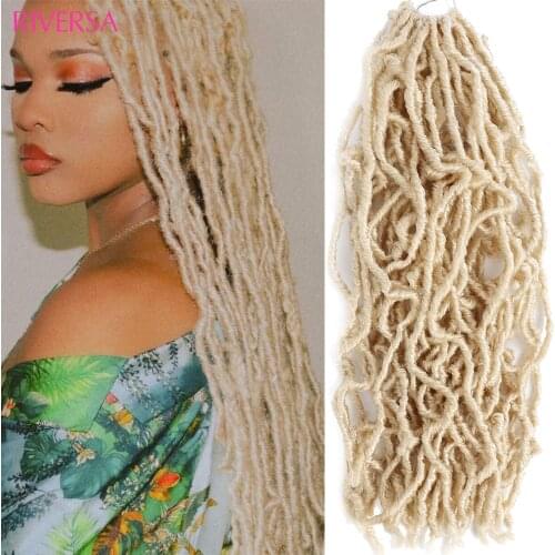 Riversa 18 Inch Blonde Synthetic New Faux Locs Crochet Braids Hair 6Pack/lot Extend Soft Locs Braiding Hair for Women Curly Wavy