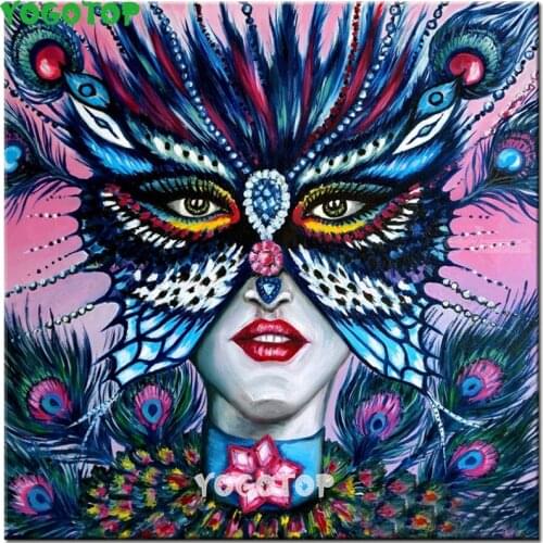 Diamond embroidery 5d diamond painting full square round 5D DIY butterfly woman mask mosaic paintings with stone mills YY5242