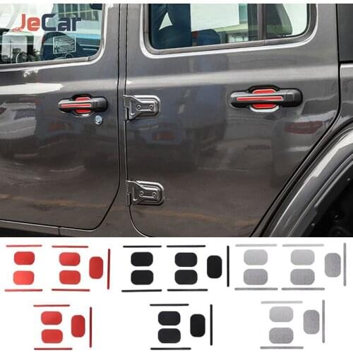 Aluminum Alloy Car Door Sticker Scratches Resistant Cover Auto Handle Protection Film For Jeep Wrangler JL 2018 UP