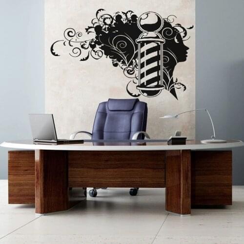 Barber shop style vinyl wall stickers hair salon salon decorative wall decals window display art deco decals MF54