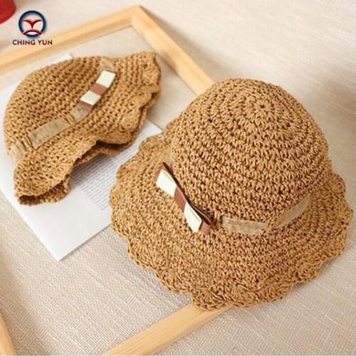 CHING YUN Girl Summer hat sun hat Lafite straw cap brim lovely style beach hat foldable Seaside travel Girl & boy leisure hat