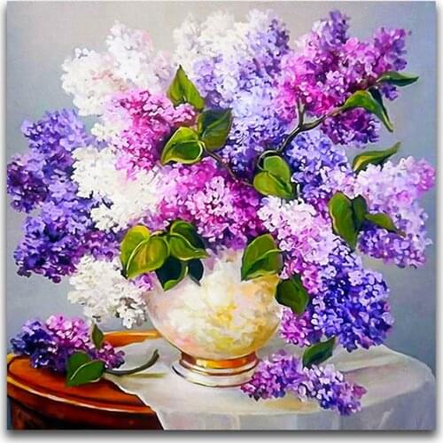 Colored Flowers Printed Water-Soluble Canvas 11CT Cross-Stitch Embroidery Kit DMC Threads Handicraft Sewing Adults