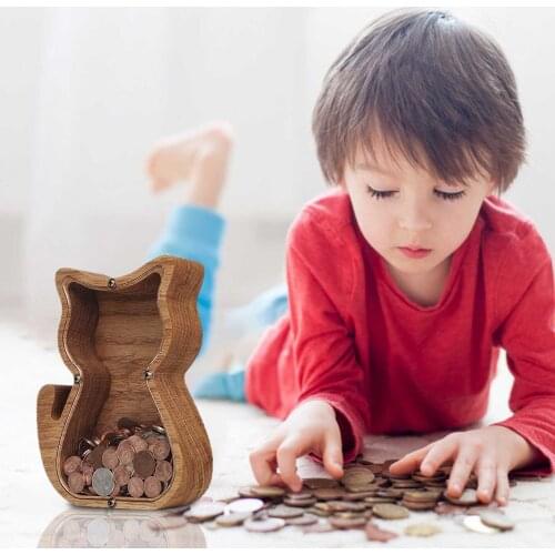 Wooden Money Box Kawaii Animal Money Boxes Coin Cute Hippo Whale Elephants Piggy Bank Transparent Glass For Kids Children Gifts