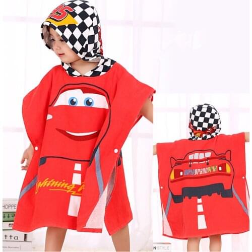 Disney Children hooded bath towel cartoon Mickey Minnie Mouse Frozen Elsa Cars Kids Boy girl cotton soft absorbent beach towel