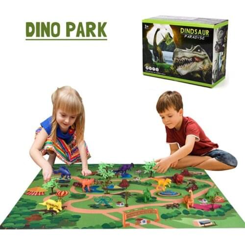 Dinosaurs Toys Jurassic Park Tyrannosaurus Rex Animal Model Set Dino World Carpet Educational Kids Boys Children Birthday Gifts