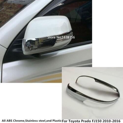 For Toyota Prado FJ150 2010 2011 2012 2013 2014-2016 ABS Chrome Back Rear View Rearview Side Mirror Cover Stick Trim Frame Lamp