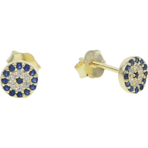 Turkish evil eye charming earring Elegant Girl Women Cute Jewelry 100% 925 Sterling silver Sapphires Cz Stud Earring Gift