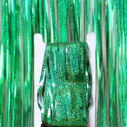 Backdrop Laser Shiny Tassel Curtain Metallic Foil Fringe Shimmer Wall Decoration Wedding Christmas Carnival Supply
