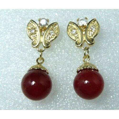 Hot sell new - charm 12mm red stone butterflyy earring 5.29