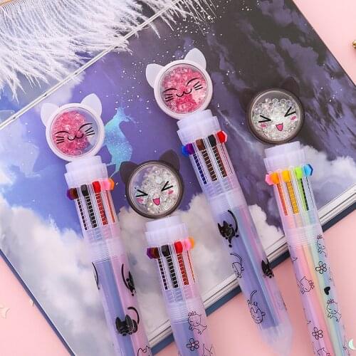 Kawaii Smiling Cat 10 Colors Chunky Ballpoint Pen School Office Supply Gift Stationery Papelaria Escolar