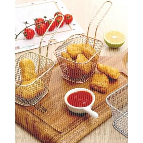French Fries Basket Portable Stainless Steel Chips Mini Frying Basket Strainer Fryer Kitchen Cooking Chef Basket Colander Tool