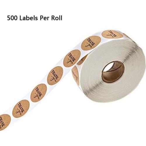 500pcs/roll Round Natural Kraft Thank You Stickers Seal Label Scrapbooking Decor E15B