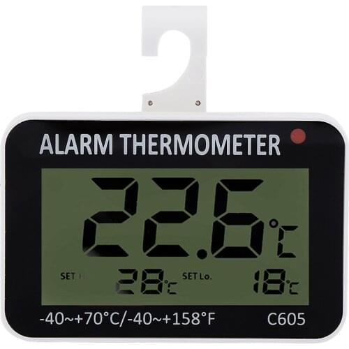Wall Mounted Digital LCD Display Thermometer Fridge Temperature Alarm Meter