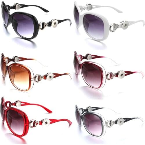 New Snap Button Jewelry Black Sunglasses Leopard Retro Glasses Eyewear Sunglasses Fit 18mm Snap Button for Women Snap Jewelry