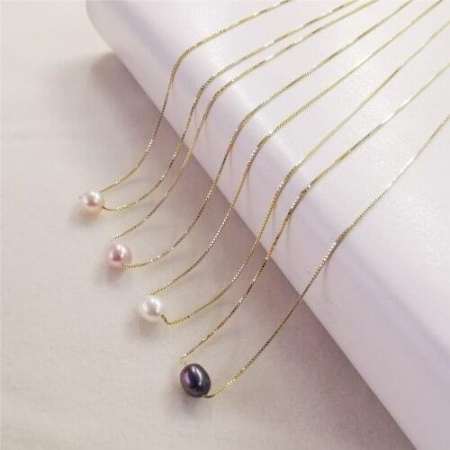 Natural Freshwater Pearl Necklace silver 6-7 7-8mm Pearl Pendant Necklace For Women