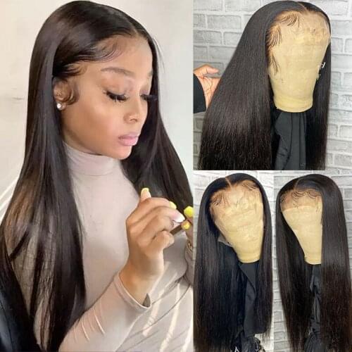 Lace Front Human Hair Wigs Straight Lace Front Wig For Women Brazilian Remy 4x4 Closure Wig Glueless Pre Plucked T Part Lace Wig