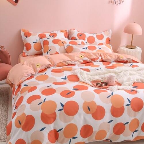 Pastoral Orange Bedding set,220x240 Duvet Cover With Pillowcase, 200x220 Quilt Covers ,Fruit pattern Blanket Cover,king Bed Set