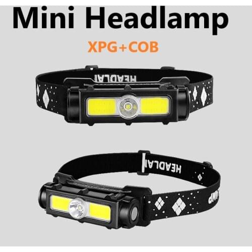 Rechargeable Mini LED Headlamp Outdoor Portable Fishing Head Lamp Life Waterproof Headlight 18650 XPG COB Usb Head Flashlight