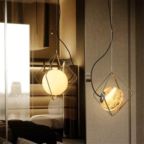 Planet Glass Pendant Lights Head Childrens Room Bedroom Space Lamp Living Room Moon Hanging Lights Single Art Deco Bar Lighting