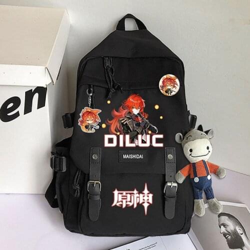 Game Genshin Impact Venti Diluc Klee Keqing Backpack Cosplay Boys Girls Schoolbag Computer Travel Casual Shoulder Bag Student