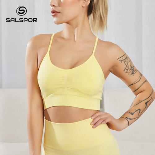 SALSPOR Gym Trainning Sexy Push Up Bra Women Sports Adjusted-straps Wire Free Bralette Seamless Shockproof Bra Crop Tops Female