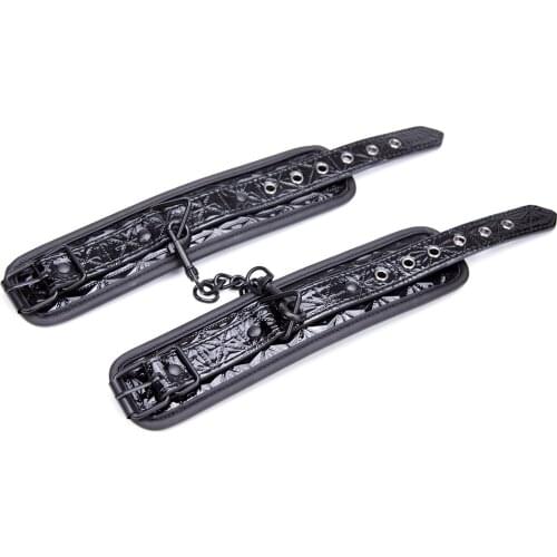 Sex Toys Leather Handcuffs Bond Fun Diamond Pattern Fun Black Tie Handcuffs