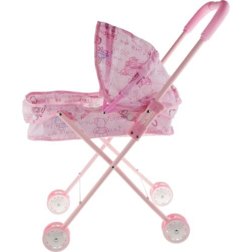 Folding Doll Stroller - Kids Stroller Simulation Play Shopping ,Girl Children Pretend Play Furniture Toys
