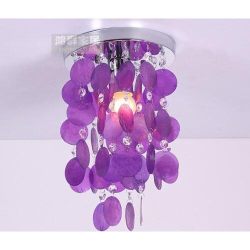 Mediterranean Style Purple Shell Art Ceiling Lamp Aisle Foyer Light Corner Bathroom Ceiling Lights Living Room Light Fixtures